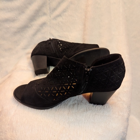 CATO Mesh Open Toe Chunky Heels, black, size 9 - Picture 4 of 8